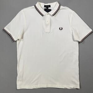 Fred Perry Short Sleeve Slim Fit Twin Tipped Polo Shirt white large $110